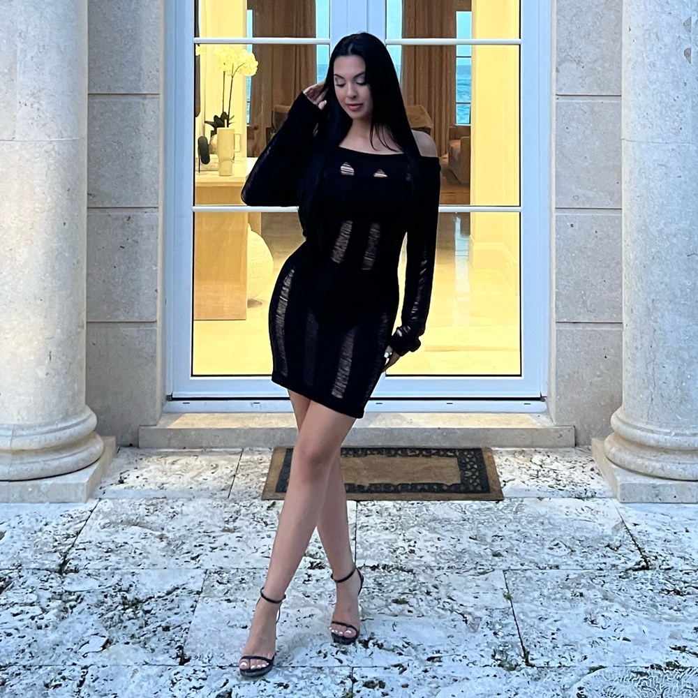 Black see through dress